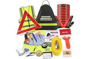 SAILNOVO Emergency Breakdown Kit, 76 in 1 Multifunctional Roadside Assistance Car Breakdown Kit with Jumper Cables, Tow Rope, Triangle, Flashlight, Safety Hammer, etc