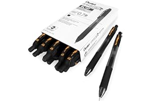 Pentel - Bolígrafos retráctiles de gel Energel X BL17 -,7 mm - Negro - Cartera de 12