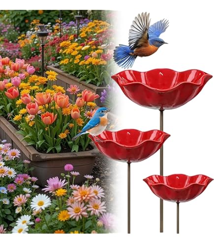 3er-Set Bienentränke Blume – Metall-Gartenstecker, Insekten- & Vogeltränke, Wetterfest, Für Garten, Balkon & Rasen