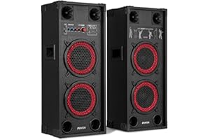 Fenton SPK-208 Bluetooth Active Party Speaker Set, Pair of 2x8 800W Home Audio Speakers with Built-In Amplifier, Ideal for Home Parties, DJ Practice and Events