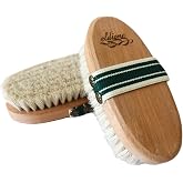 eldione 100% Natural Horsehair Body Care Brush Anti Cellulite Ponzo(Heel) Stone and Linen Pouch Gift Firming Slimtic