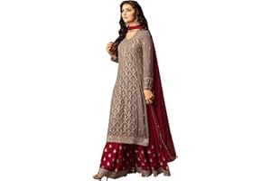 Delisa Indische/pakistanische ethnische Kleidung Georgette Plaazosharara für Damen Sharara Kleid Indische Frauen