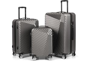 xRace 3-teiliges Kofferset ABS Hartschalenkoffer – 20/24/28 Zoll Handgepäck Trolley, 4 leise 360° Doppelrollen, TSA Schloss, stoßfest, platzsparend stapelbar, Premium Innenfutter (Dunkelgrau)