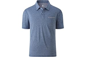 JACKETOWN Polo À Manches Courtes pour Homme Respirant Séchage Rapide avec Poche Poitrine pour L'Été Golf Tennis Sports Coupe Droite