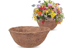 DBLWIN Hanging Basket Liner,1/2/4Pcs Round Coco Coir Liner, Natural Coconut liner for Hanging Baskets - 10/12/14/16/18 inch Sizes-Indoor Outdoor Garden Porch & Balcony Planter Liner Replacement (1, 16 inch)