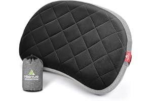 HIKENTURE Coussin de camping gonflable avec housse amovible, coussin de voyage gonflable, léger, ergonomique pour les voyages, coussin de voyage, coussin gonflable, noir