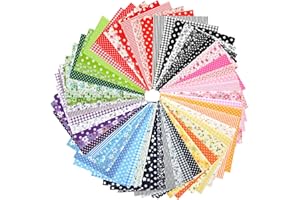 AOOSA 56 Piezas Diseño de Retales Telas 25x25cm, 100% Tela algodón Telas Patchwork, Cuadrada Florales Precortados para Costura, Acolchado, Decoración de Bricolaje, Trabajo a Mano, Textil Manualidades