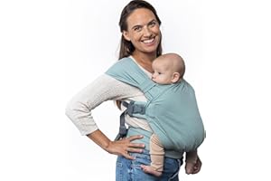 Boba Bliss Portabebés Recién Nacidos y Niños Pequeños, Mochila Portabebés Ergonómica, Fular Portabebé 2 en 1, Canguro para Bebé sin Ataduras, Fular Portabebé Suave y Elástico, 3-15kg (Sea Mist)