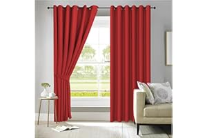 APEX FURNISHINGS Red Blackout Curtains for Bedroom 90 Inch Drop Thermal Insulated Eyelet Curtains & Drapes for Window Treatment & Living Room, 2 Panels (66x90 Inches)
