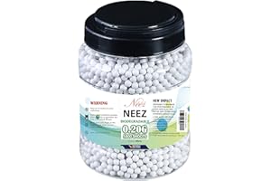 Neez Softair BB Pellets 6mm Bolas de Plástico Paintball de Alto Grado Resistente y Pulido Suave - 0.12g, 0.20g, Contenido 1000, 2000, 5000, 10000 Rondas