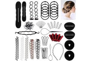 90 Pièces Coiffure Outil Cheveux Tressage Kit, Scettar Accessoires de Coiffure Femme, Professionnel DIY Accessoires Chignon, Chignon Magique et Outils de Tressage de Fille