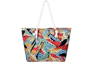 DonDon Grande borsa da spiaggia idrorepellente con cerniera Borsa a tracolla Shopper Mondo Colorato