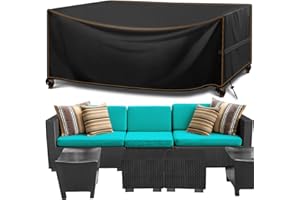 MUPAS Pokrowiec na meble ogrodowe, wiatroszczelny, wodoszczelny, tkanina Oxford 420D, pokrowiec ochronny na meble ogrodowe, meble ogrodowe, meble tarasowe, prostokątne, w zestawie z torbą do