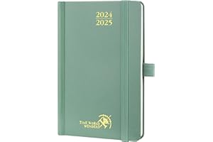 ‎POPRUN POPRUN Kalender 2024 2025 Klein 16 x 10,5 cm (Aug.2024-Dez.2025) - Taschenkalender 2024 2025 Klein Hardcover - Terminplaner, Wochenplaner 1 Woche 2 Seite mit Innentasche - Mitternachtsgrün