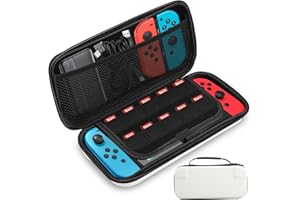 LROCOTANC Torba kompatybilna z Nintendo Switch i New Switch OLED, twarda obudowa ochronna dla Nintendo Switch, pasuje do konsoli i jej akcesoriów - kolor czarny (Biały)