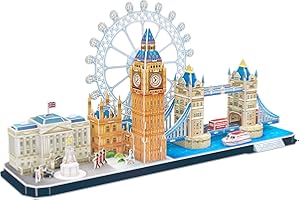 PARTY TOWN World Brands London, Puzzle dla dorosłych i dzieci, Makiety do jazdy, Puzzle 3D, Śmieszne prezenty, Kultura, Podróżowanie Z Domu (CubicFun MC253H)