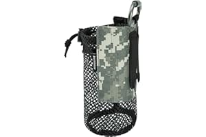 BASSDASH Tactique Molle Bouteille d'eau Poche avec Mousqueton Pliable Mesh Holder Bag pour Voyage Pêche Chasse Randonnée Activités de Plein Air