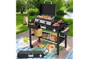 U-MAX Outdoor Grill Dining Cart, Folding Stainless Steel Pizza Oven Stand Movable