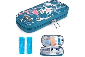 YOUSHARES Torba podróżna na insulinę, przenośny izolowany organizator dla diabetyków Torba chłodząca na insulinę i leki z 2 workami na lód (lilia)