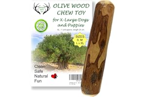 ARTISAN GIFT CO Naturalne drewno oliwne długotrwała zabawka do żucia dla psa, ząbkowanie szczeniaka, 1 patyk (XL) 24 cm