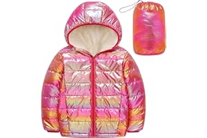 Kids4ever Cappotti per bambine Giacca invernale per bambine Cappotto imbottito con cappuccio Giacca trapuntata per bambini Tuta da neve calda e brillante Antivento Capispalla 4-12 anni