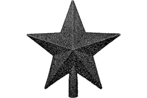 DERAYEE Glitzernde Weihnachtsbaumspitze,Stern Weihnachtsbaumschmuck Baumspitze Weihnachten für Weihnachtsbaum,Weihnachtsdeko (Schwarz)