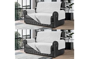 BANZAII TEXTILE INNOVATOR ONLINE Banzaii Cubre Sofá Funda Sofá Acolchada Reversible – Protector para Sofá 2 Plazas, Blanco y Blanco