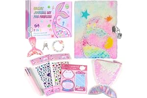 ASTEN Diario con serratura, 6 7 8 anni, regalo di compleanno, diario per ragazze dagli 8 ai 12 anni, diario per bambini per Little Gilr, taccuino carino con penna multicolore e borsa, diario di bloccaggio