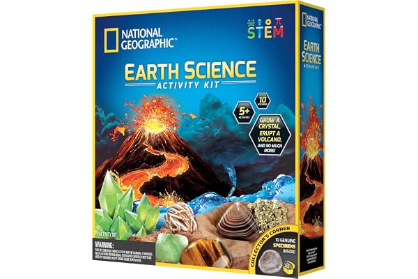 National Geographic - Maxi kit de l'explorateur Sciences de la Terre - 5 expériences scientifiques (Volcan, tornade…) & 8 minéaux Inclus - Jeu Scientifique et éducatif - STEM