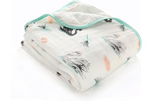 ‎LAT LEE AND TOWN Musselin Decke Baby Kinder Pucktücher Baumwolle Junge Mädchen Sommer 120X120CM 120x150cm (Schwan, 120X150CM)