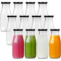 Lot De 4 Bouteilles En Verre Borosilicate 500 Ml - Avec Bouchon Inox, Graduations, Résistante à La Chaleur, Pour Jus, Smoothies, Café, Lait Végétal - 9