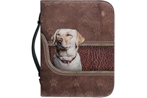 Kuiaobaty Funda para cuaderno con estampado de perro en 3D con marcapáginas, funda de piel sintética marrón con diseño de cachorro labrador