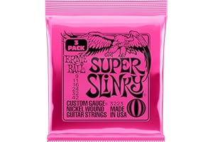 Ernie Ball Super Slinky Jeu de 3 cordes filées en nickel pour guitare électrique, calibre 9-42
