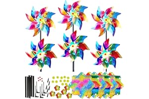 Zeuwets 6pcs Moulin à Vent Réfléchissant Anti-Oiseaux Moulin à Vent Moulin a Vent Jardin Exterieur Moulin à Vent Arc en Ciel Deco Jardin Moulin a Vent pour Protéger Le Jardin Verger et Cour Intérieure