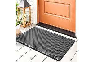 Fowooyeen Zerbino Ingresso, Tappeto Lavabile, Tappetino Entrata Asciugapassi Antiscivolo per Interni ed Esterni, Casa e Ufficio, Silicone Resistente - 43x76 cm, Nero