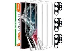 IMBZBK für Samsung Galaxy S22 Ultra 5G Schutzfolie, 3 Stück Flexibilität TPU Folie mit 3 Stück Kameraschutz für Panzerglas, Kompatibel mit Handyhülle, Fingerabdruck unterstützen