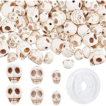 PH PandaHall 237pcs Perles Tête De Mort D'Halloween Breloques Tête De