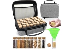 YZNlife 40 Slots Seed Storage Box,Sturdy Seed Saving Box with Labels Stickers and Glass Seed Storage Container,Seed Organiser for Storing Vegetable Seeds,Fruit Seeds,Flower Seeds