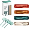 Bramble - 5 Cutlery Sets Portable Reusable, Travel Cutlery on The Go with Knife, Fork, Spoon with Case - Ideal for Kids & Adults, Picnics, Camping - 5 Colours