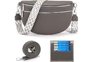 LANXINGLUO Bolso riñonera Mujer Bolso Bandolera Mujer con Compartimento para Tarjetas de crédito y 2 Correas para el Hombro Bolso Mujer Gris Oscuro