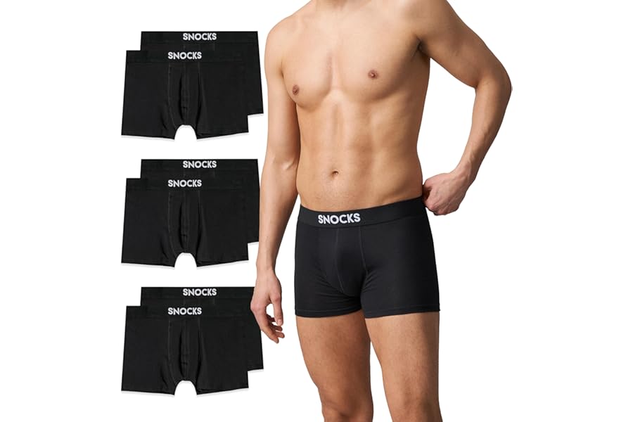 Snocks Boxershorts Herren aus Bio-Baumwolle, 6er Pack | elastischer Gummibund, atmungsaktiv, kein juckendes Etikett, Unterhosen Herren ideal für Sport & Alltag, Gr. S - 4XL