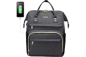 LOVEVOOK Damski plecak na laptopa, wodoszczelny, biznesowy plecak z kieszenią na laptopa, plecak szkolny, torba z przyłączem USB do ładowania, na uczelnię, podróż, czas wolny