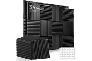 Espuma Acustica Soundsbay 36 Piezas 30×30×2,5cm Paneles Acústicos Con cinta transparente de doble cara insonorizacion acustica pared para Estudio, Podcasting, Estudios de Grabación, Oficinas