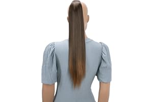 CAISHA by PRETTYSHOP 60cm Coda Capelli Hannah Con Chiusura In Velcro Capelli Extensions Finta Liscio Marrone Misto HCK5