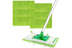 SYLANDA 6 panni riutilizzabili per Swiffer Sweeper Mop, 27 x 13 cm, panni umidi per pavimenti con elevata assorbimento di acqua e sporco, rivestimento di ricambio per uso umido e secco (verde)
