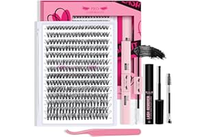 PRO LASHBEAUTY PRO Kit pestañas pelo a pelo Kit de extensión de pestañas DIY com 280 peças de pegamento y sellado de pestañas, removedor de pegamento de pestañas, aplicador (40D-9-16mix kit)