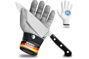LAUTER SCHUTZ ® Schnittschutzhandschuh aus Edelstahl-Draht - hoher komfort & sicheres Schneiden - praktisch, leicht zu reinigen & lebensmittelecht - inklusive Baumwoll Handschuh (XXL)