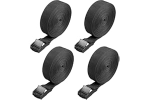 Hejo 4 PCS Sangle Porte-Velo, 5m Sangle Cliquet avec Boucles à Came Alliage Antirouille Réglable à Dégagement Rapide Sangle Arrimage pour Transport de Vélo Moto Bagage, Noir