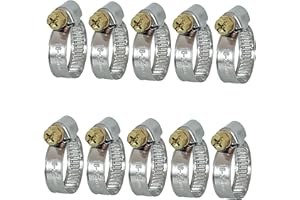 AZISHA Collier De Serrage Inox 16-25mm - 10 Pièces Collier Serrage Metal - Réglable Colliers De Serrage En Acier - Collier Serrage Durite - Colliers De Serrage À Vis Pour Piscine,Jardin,Home Gaz