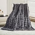 GKXLH Blanket Plush Fluffy Blanket - Super Soft Blankets Fuzzy Throw Blanket for Bed, Cozy Sofa Throw, Rabbit Faux Fur Blankets and Throws Warm Lightweight Throws for Bed Couch Sofa(160x200,Dark Grey)